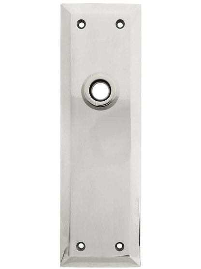 Large Forged-Brass New York Door Plate in Polished Nickel.